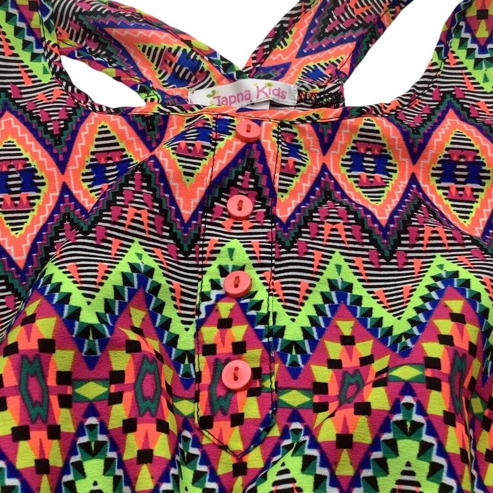 Japna Girls Dress Size 12 Multicolor Elastic Waist Geometric Pattern Sleeveless - Picture 4 of 11